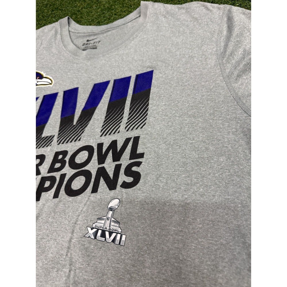 Baltimore Ravens Nike Dri-Fit Men's Shirt XL Gray Super Bowl XLVII Champions - Picture 3 of 7